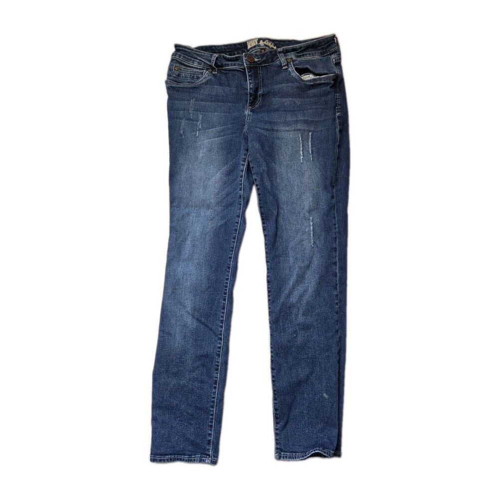 Kut from the Kloth Straight Leg Jeans Womens 10 Blue Dark Wash Stretch EUC